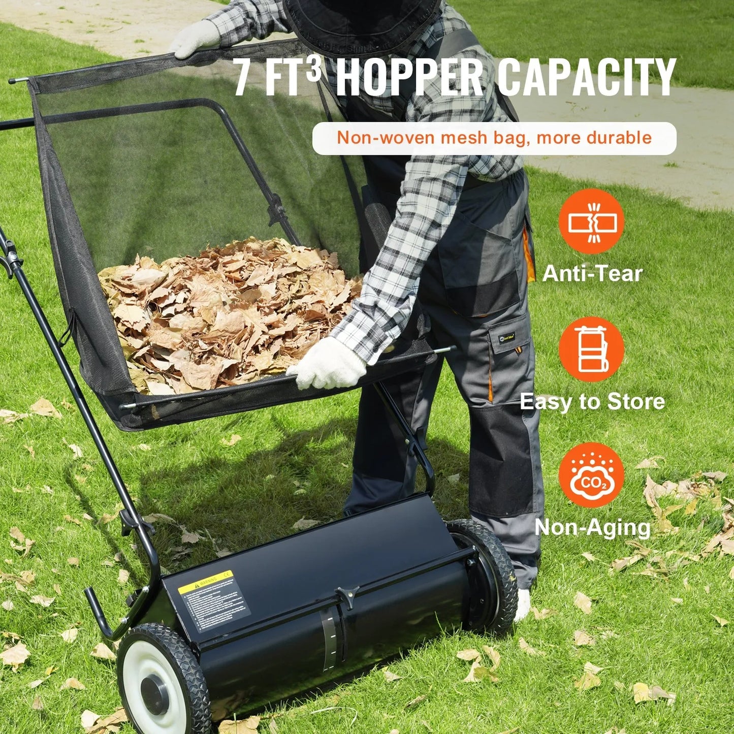 Efficient Push Lawn Sweeper - 26″ Keep Your Lawn Clean with Ease