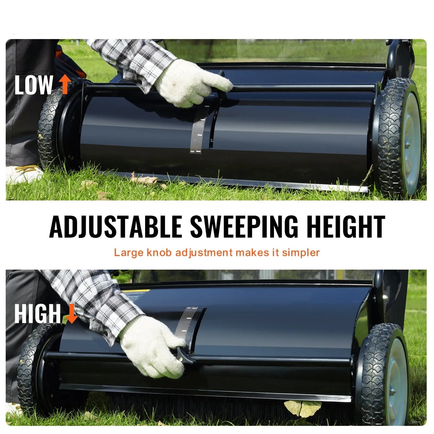 Efficient Push Lawn Sweeper - 26″ Keep Your Lawn Clean with Ease