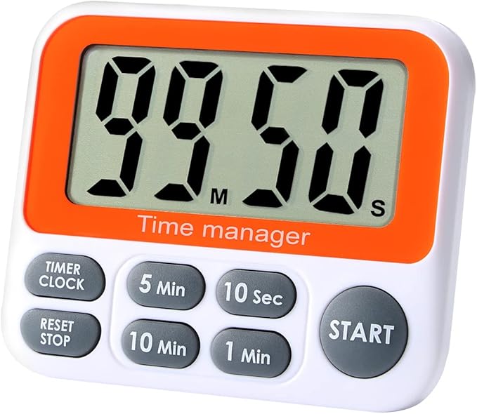 Digital Countdown Kitchen Timer - Count Up Down Magnetic Timer Clock with Loud Alarm Fast Setting for Cooking Baking Gym Students
