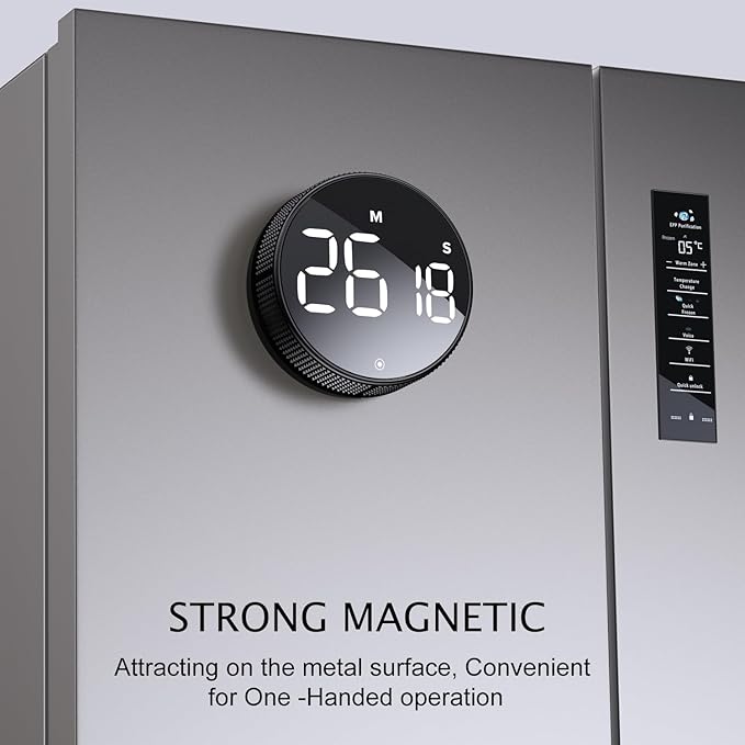 Kitchen Timer with LED Digital Display Smart for Home Classroom Gym Office, Volume and Brightness Adjustable Productivity Timer