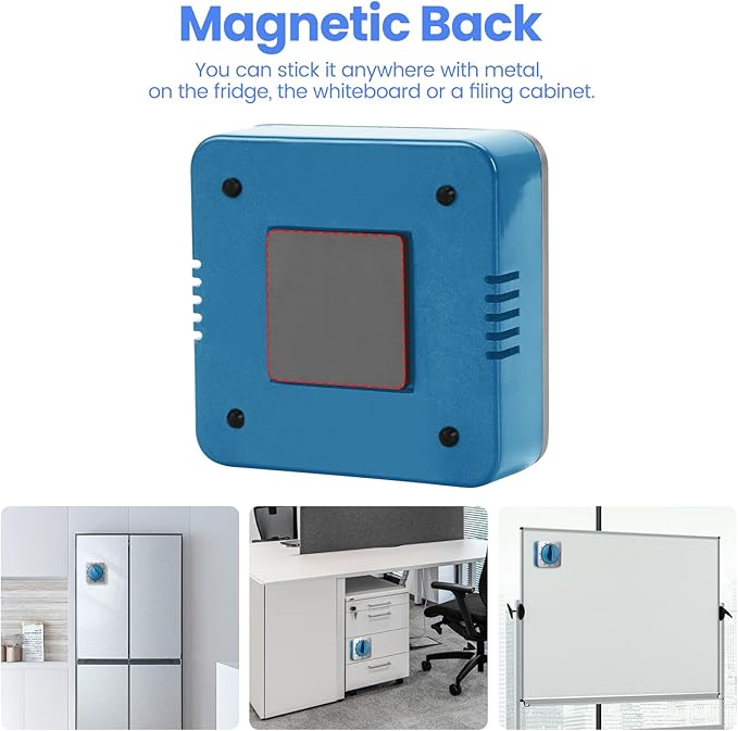Kitchen Timers for Cooking, Chef Cooking Timer Clock with Loud Alarm,100% Mechanical Desk Timer - No Batteries Required -Magnetic Back, Exquisite Stainless Steel Body -Countdown Reminder Magnetic-Blue