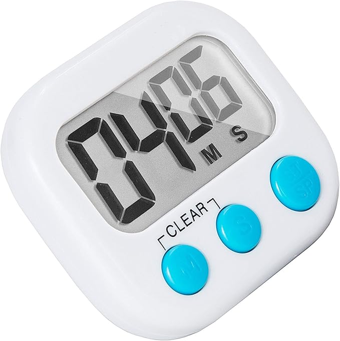 6 Pack Small Digital Kitchen Timer Magnetic Back and ON/Off Switch,Minute Second Count Up Countdown, White