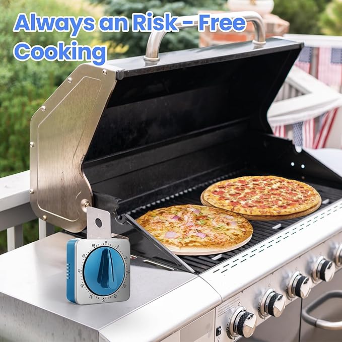 Kitchen Timers for Cooking, Chef Cooking Timer Clock with Loud Alarm,100% Mechanical Desk Timer - No Batteries Required -Magnetic Back, Exquisite Stainless Steel Body -Countdown Reminder Magnetic-Blue