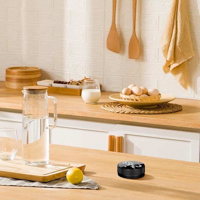 Kitchen Timer with LED Digital Display Smart for Home Classroom Gym Office, Volume and Brightness Adjustable Productivity Timer