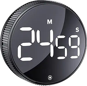 Kitchen Timer with LED Digital Display Smart for Home Classroom Gym Office, Volume and Brightness Adjustable Productivity Timer