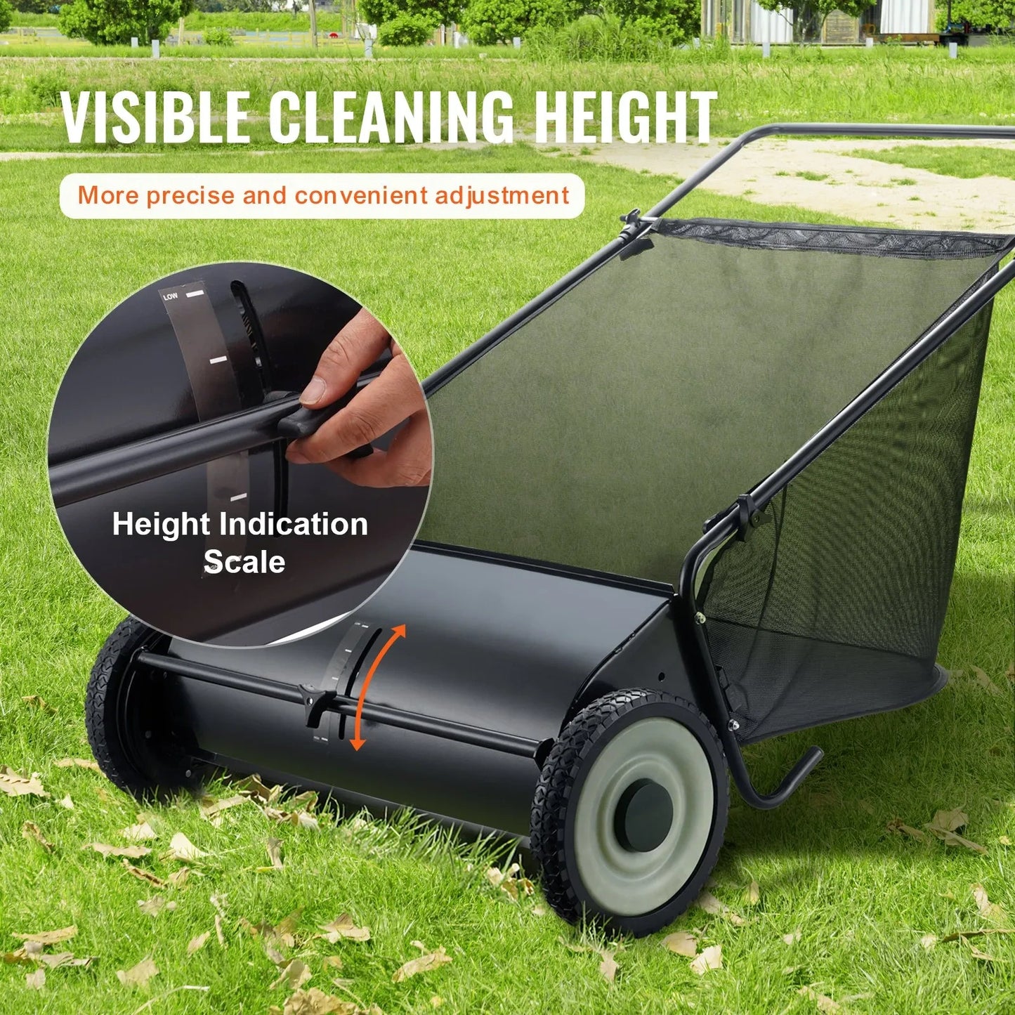 Efficient Push Lawn Sweeper - 26″ Keep Your Lawn Clean with Ease