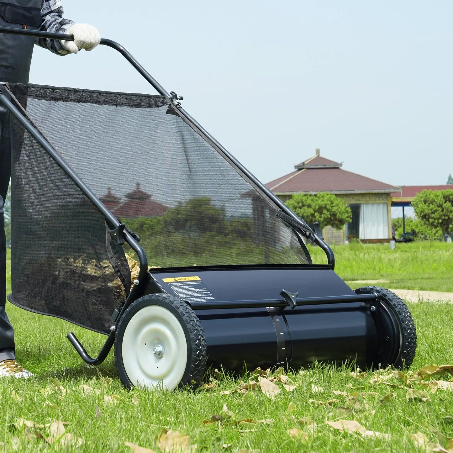 Efficient Push Lawn Sweeper - 26″ Keep Your Lawn Clean with Ease