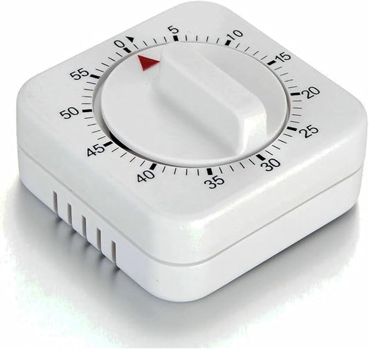 Square 60 Minute Mechanical Kitchen Timer - Visual Kitchen Cooking Timer Clock with Loud Alarm - No Batteries Required-Manual Countdown Timer for Classroom, Home, Study and Cooking (White)